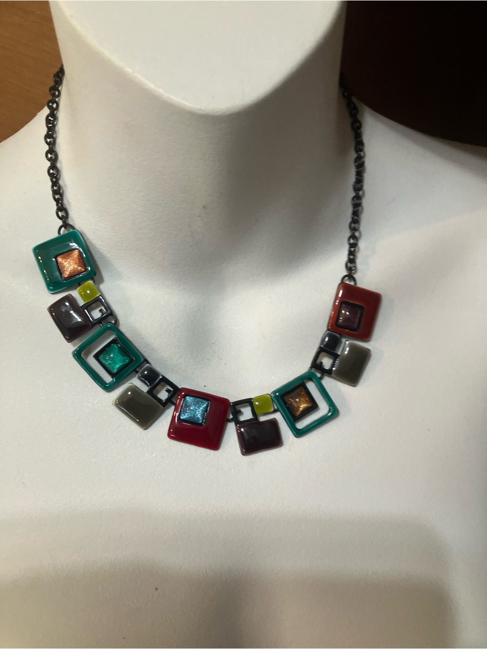 Necklace vintage enamel deco Paris